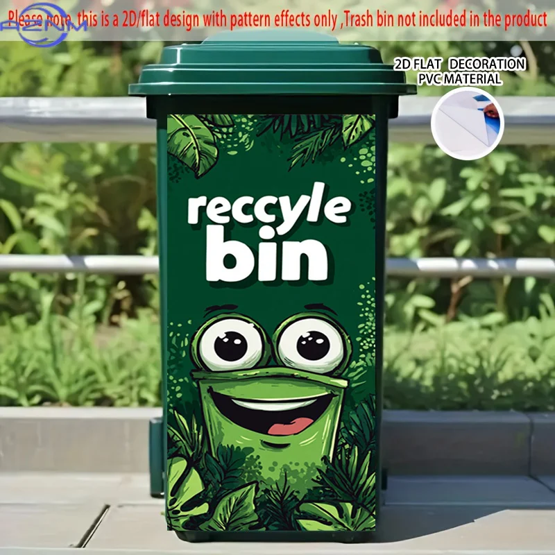 [2D Flat Printing] 1pc 2D Pattern Printed Kitchen Trash Can Sticker X Cm Recycling Bin And Greenery Theme Kitchen Home Decor W