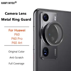 2Pack For Huawei P60 / Pro Art Ultra Thin Clear Camera Lens Protector Metal Ring Guard Tempered Glass Film Full Cover Cap