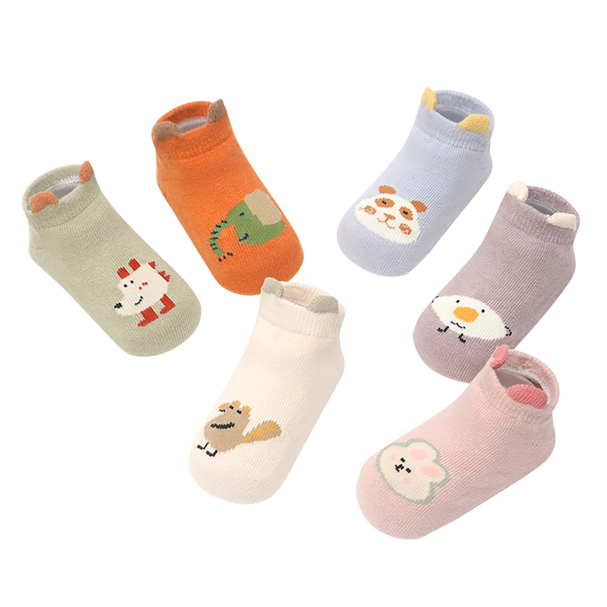 Six pairs of children\'s three-dimensional cartoon short tube anti slip floor socks, trampoline socks, spring and autumn cotton s