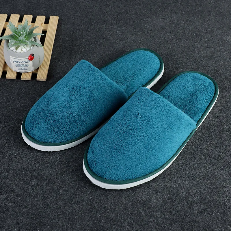 

Disposable Hotel Slippers Men Women Coral Fleece Open Toe Thickened Home Cotton Slides Travel SPA Guest Slippers Indoor House