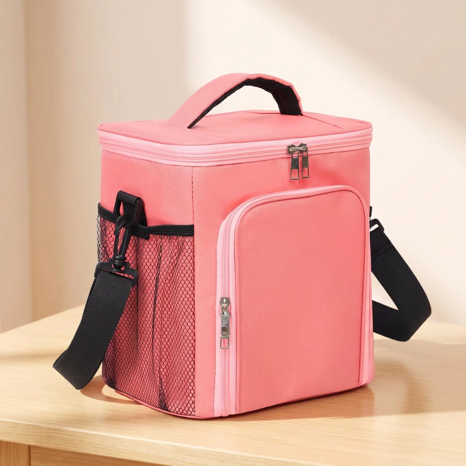 Lunch Bag with Dual Compartments Thermal Cooler Bag with Shoulder Strap Insulated Lunch Box Long-Lasting Lunchbox Cooler