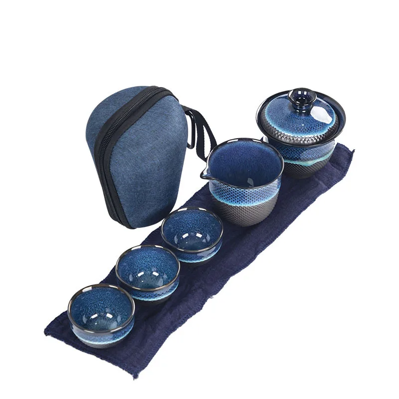 Imagem -05 - Chinês Kung fu Viagem Conjunto de Chá Cerâmica Esmalte Bule de Chá Gaiwan Porcelana Conjunto de Chá Chaleiras Talheres Conjuntos Drinkware Chá Cerimônia