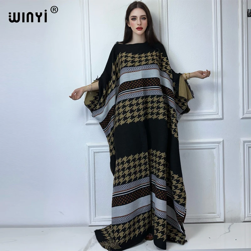 WINYI Africa winter long cloak holiday kaftan evening long dresses Elegant robe African Women Caftan women abaya dubai luxury