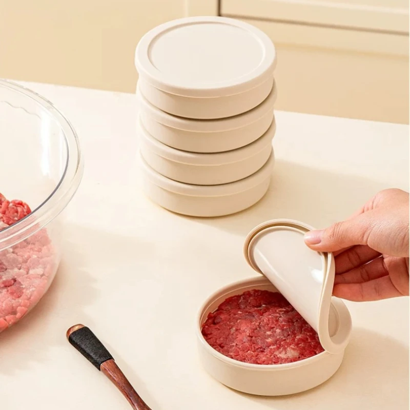Food Grade Silicone Beef Patty Maker Mold with Storage Box Refrigerator Meat Container Meal Prep Food Storage Case Container