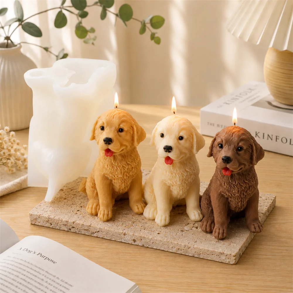 Golden Retriever Silicone Candle Mold DIY Dog Candle Mold for Soy Wax Aromatherapy Candle Making Plaster Soap Home Decor Gift view 3
