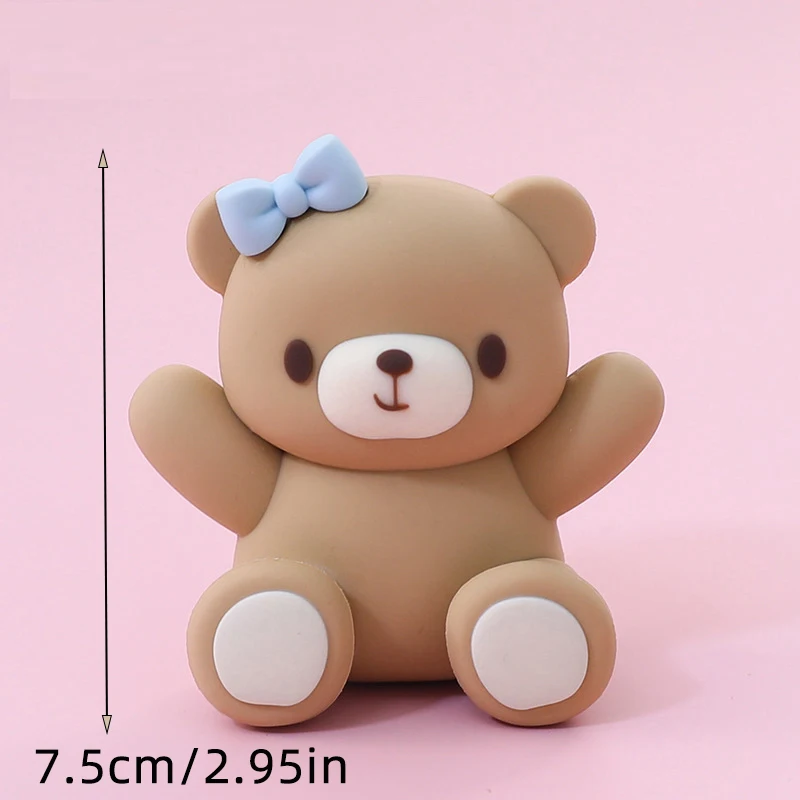 Rosa und blauer 3D-Bär-Kuchenaufsatz mit großem Regenbogen-Buchstaben für Babyparty, Bärendekorationen, Jungen und Mädchen, alles Gute zum Geburtstag, Partyzubehör – Detail 33