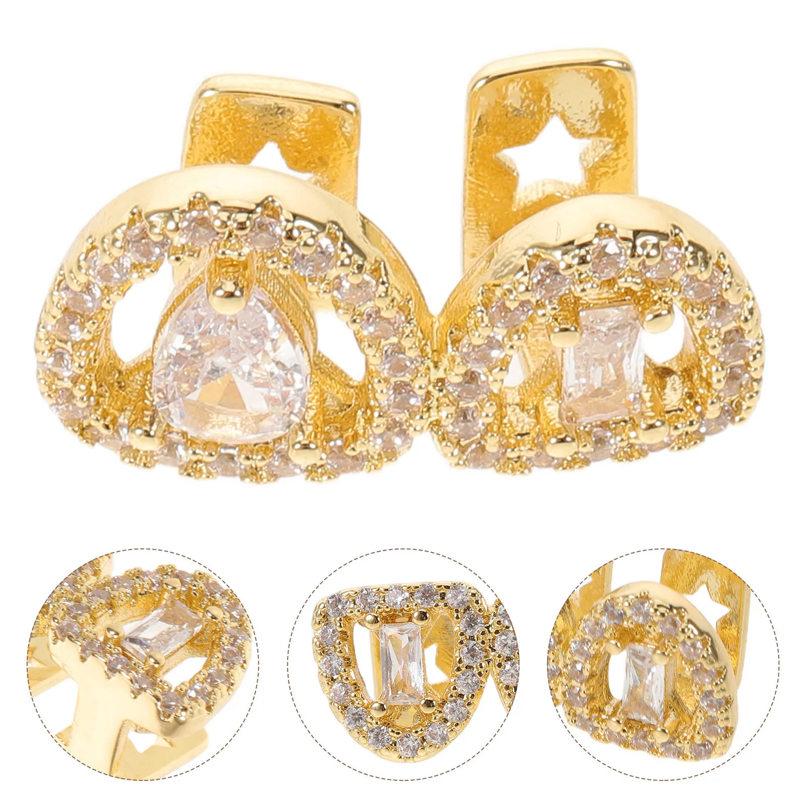 

Hip Hop Style Teeth Grill Hollow Metal Tooth Jewelry With Zircon Fake Teeth Caps For Cosplay Party Costume Accessories