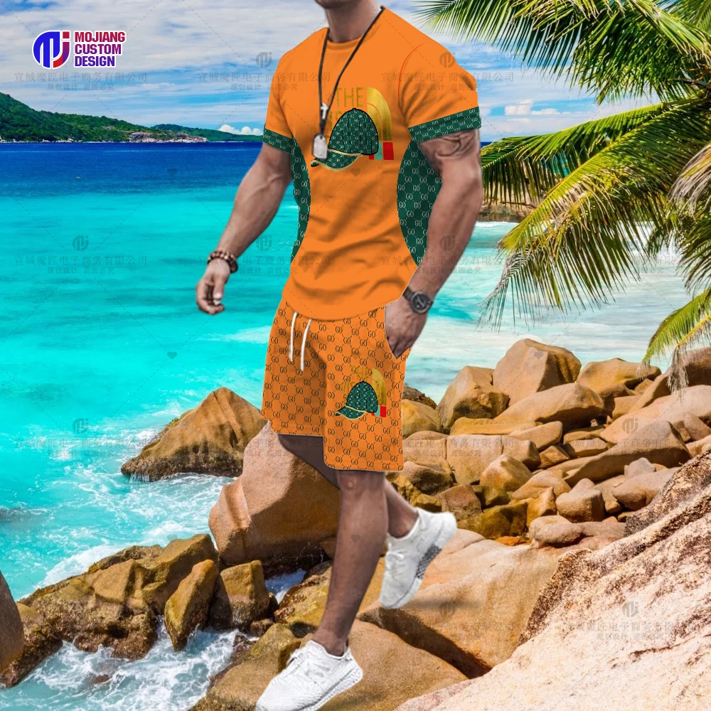 Conjunto de camiseta e shorts de manga curta masculino, terno casual, marca maré, boné, carta gráfica, tendência da moda, verão, novo, 2023