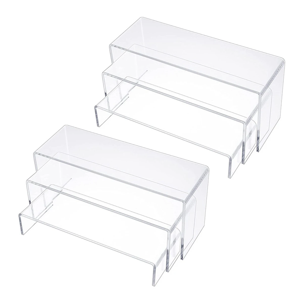 

Acrylic Display Risers Clear Rectangle Stands Shelf for Display 6Pcs