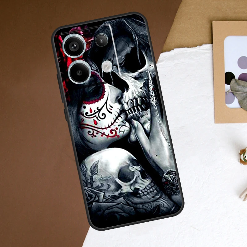 Catrina Beautiful Rose Girl Skull Case For Redmi Note 11 12 13 Pro Plus 9 10 10S 11S 12S Redmi 12 9C 10C 12C 13C Back Cover image 5