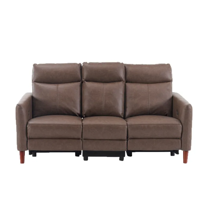 

Three-person sofa electric reclining charging interface integrated footstool electric sofa Nordic