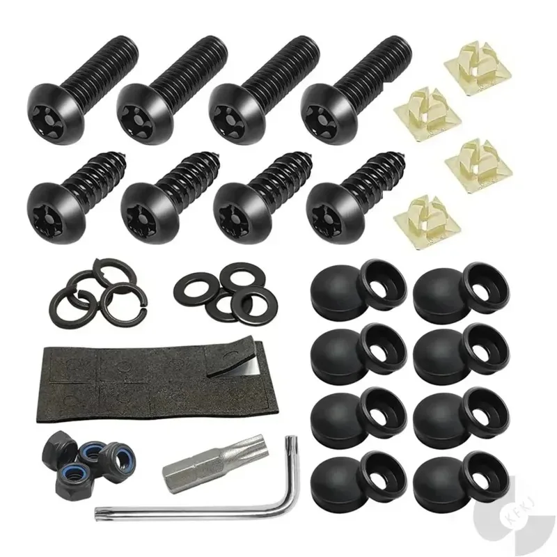 Universal for Stainless Steel License Plate Screws Set License Plate Mounting Hardware Nut Caps Cover License Plate Fastener