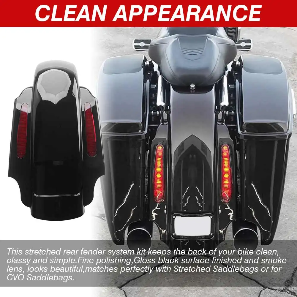 نظام حاجز خلفي ممتد للدراجة النارية مع ضوء LED لدراجة Harley Touring Road King Electra Street Glide FLHTC FLHR FLTR 93-2008 #4