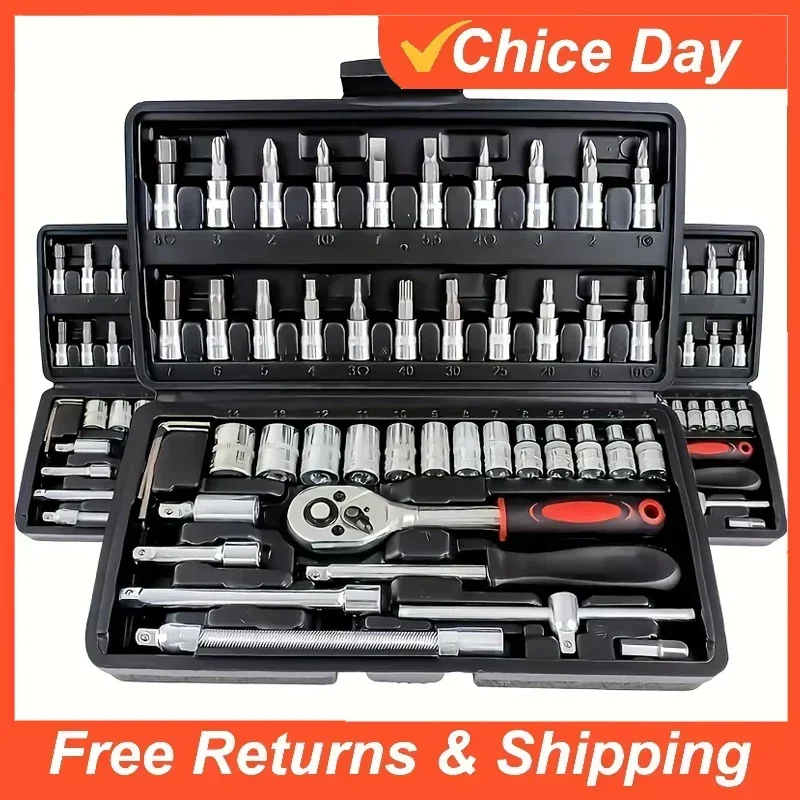 

46pcs Car Repair Tool Kit 1/4-Inch Socket Set Motorcycl Repair Tool Ratchet Torque Wrench Combo Mechanic Tool Amagi