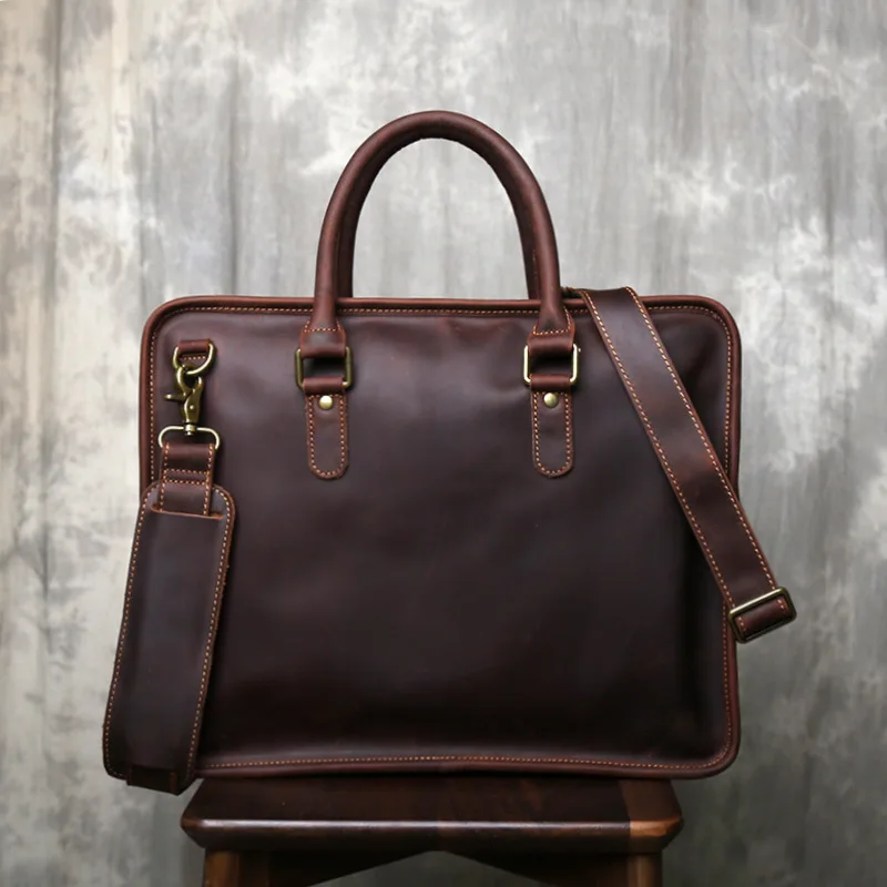 حقيبة Artisan-Exclusive - حقيبة جلدية كاملة الحبوب من الدرجة المخصصة للمحترفين مع Crazy Horse Patina