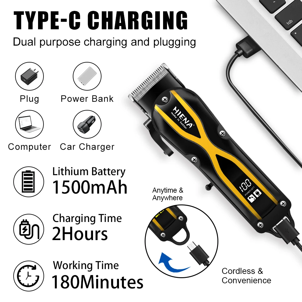 ماكينة قص الشعر الكهربائية من فينيا، ماكينة قص الشعر اللاسلكية، ماكينة تشذيب الشعر القابلة لإعادة الشحن، ماكينة تشذيب محمولة للرجال