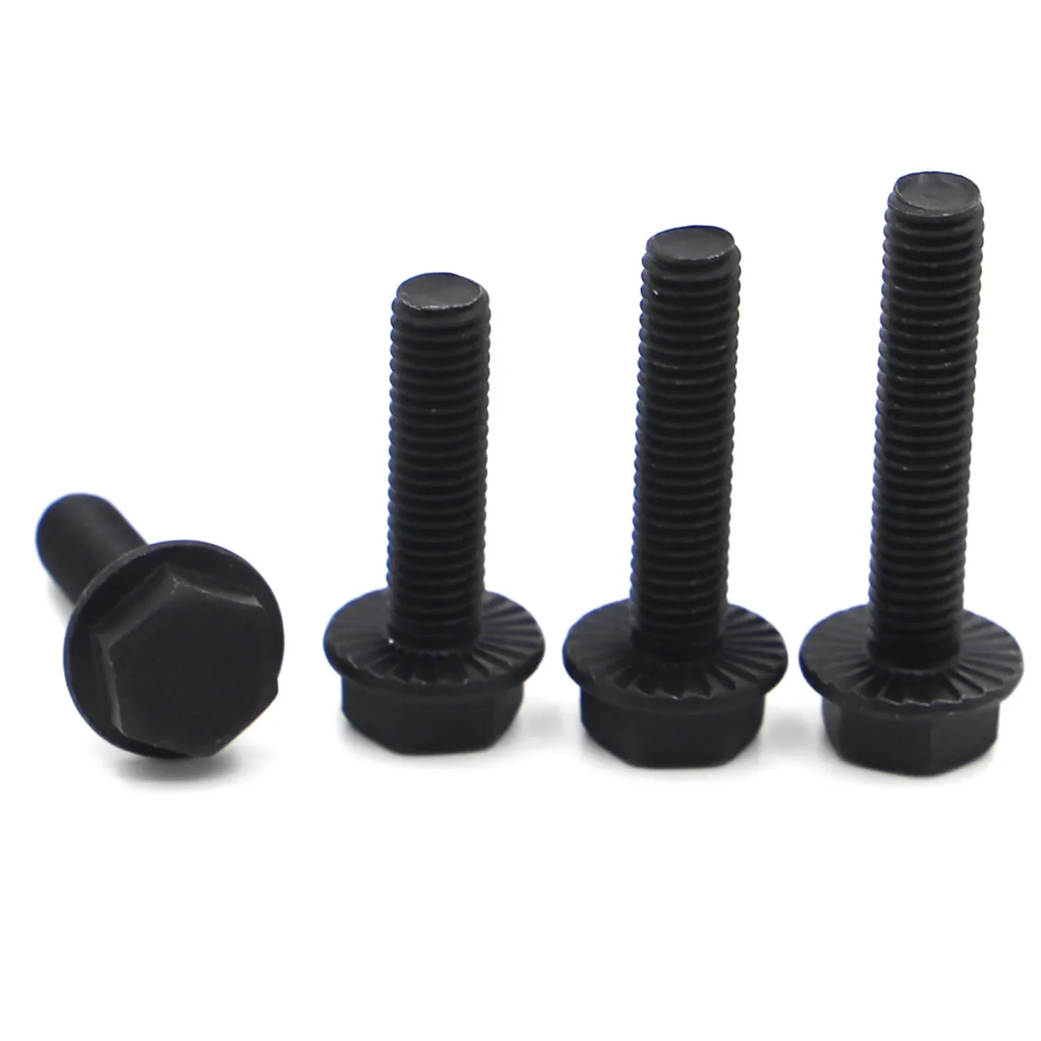 GB5789 Black Grade 10.9 Carbon Steel Hexagon Flange Bolts With Tooth Anti-slip Screw M5 M6 M8 M10 M12