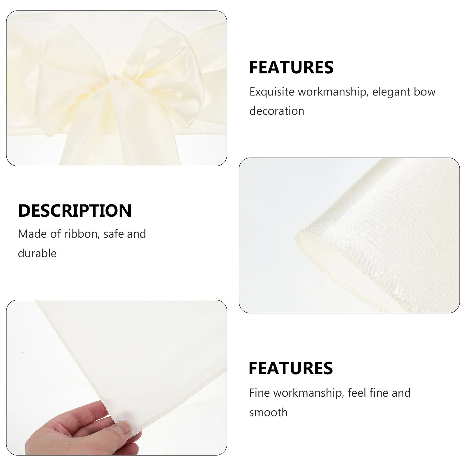 

10Pcs Chair Back Butterfly Bow Sashes Satin Ribbon Smooth Shiny Elegant Wedding Party Banquet Decoration Chair Sashes