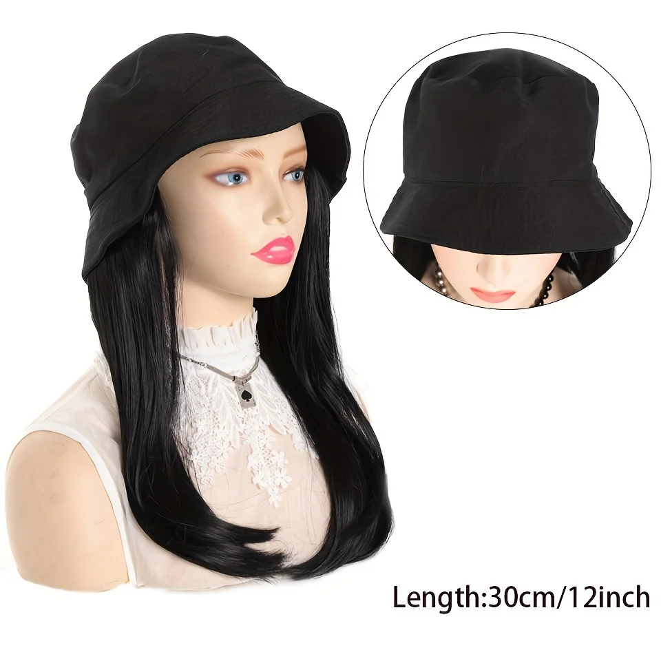 Women's Fisherman Hat wig 12inch Short Straight Wig For Women Synthetic Wig Beginners Friendly Heat Resistant For Daily Use