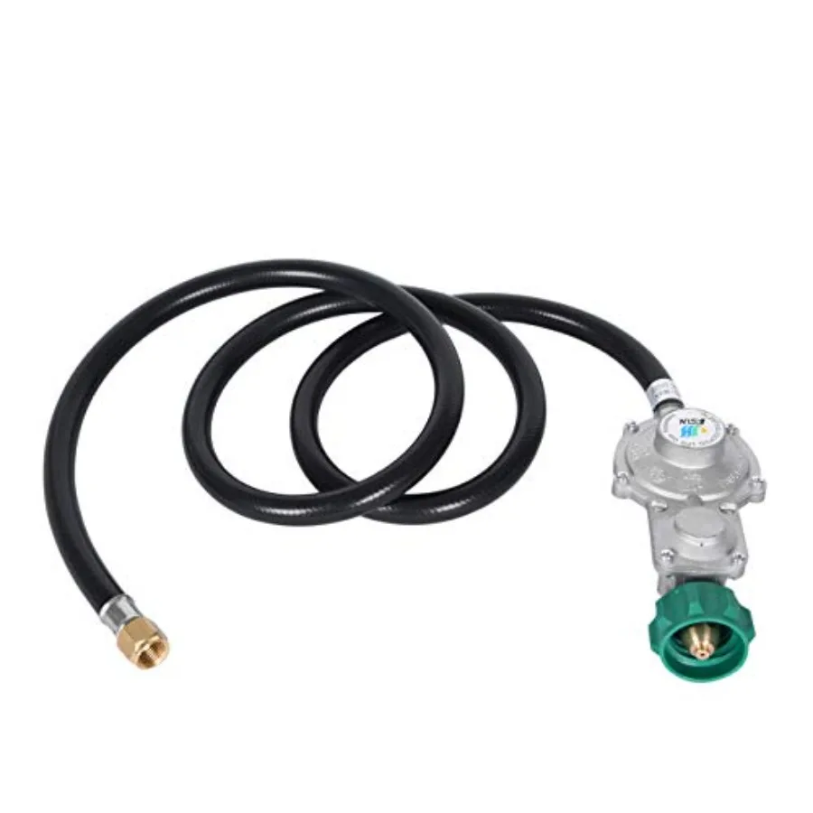 

5FT Two Stage Propane Regulator with Hose for Dual Fuel Generator RV Appliance Gas Stove and More Ensures Stable Pressure and S