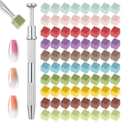 LINMANDA 200/50PCS Nail Sponges With Silver Grabbing Pen Nail Art Color Gradient Aura Effect Designs Brush Precise Manicure Tool