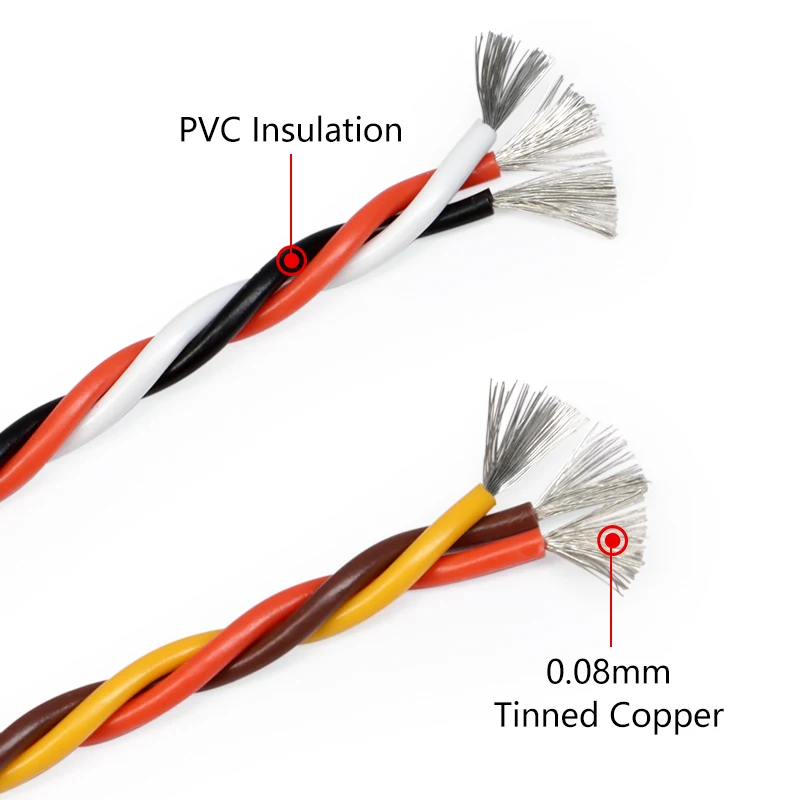 5/10M 3way Twist Servo Extension Cable 22AWG/26AWG JR Futaba Twisted Silicone Wire 30/60 Cores Lead For RC Airplane Accessories