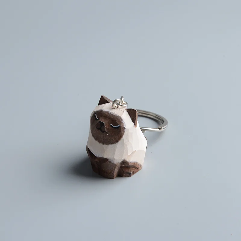 Miniatures Handcrafted Siamese Ragdoll Cat Ornaments British Shorthair Figurines Animal Decoration Key Ring  Backpack Pendant
