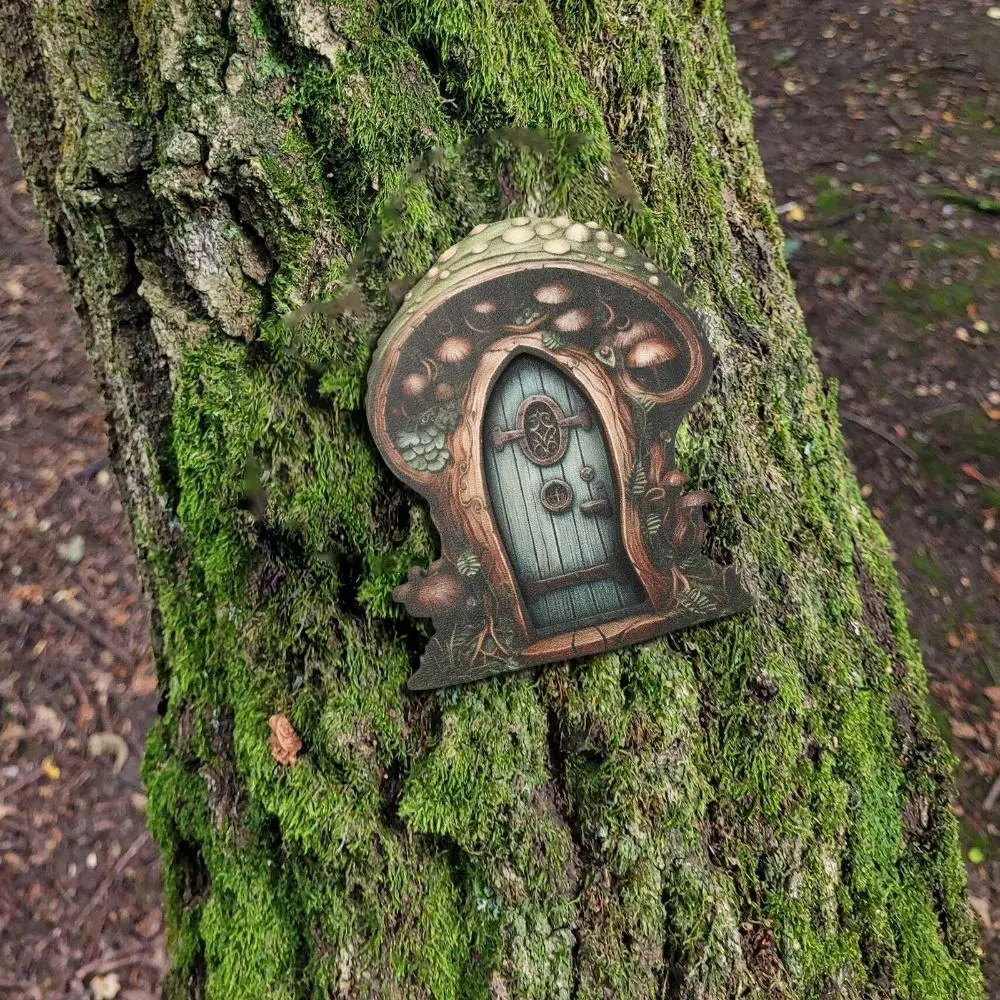 Exquisite Wooden Fairy Door Miniature Hand Painted Fairy Garden Door Mini Size Rustic Finish Garden Miniature Door Garden Decor