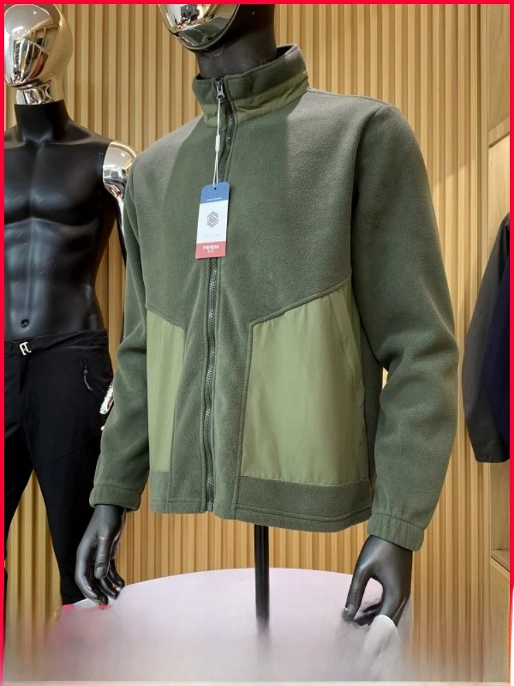 

Double-Sided Fce Thiened Warmth Stand Collar Jaet for Men Casual Sle Autumn Winter Outerwear Soft Polyester Fiber