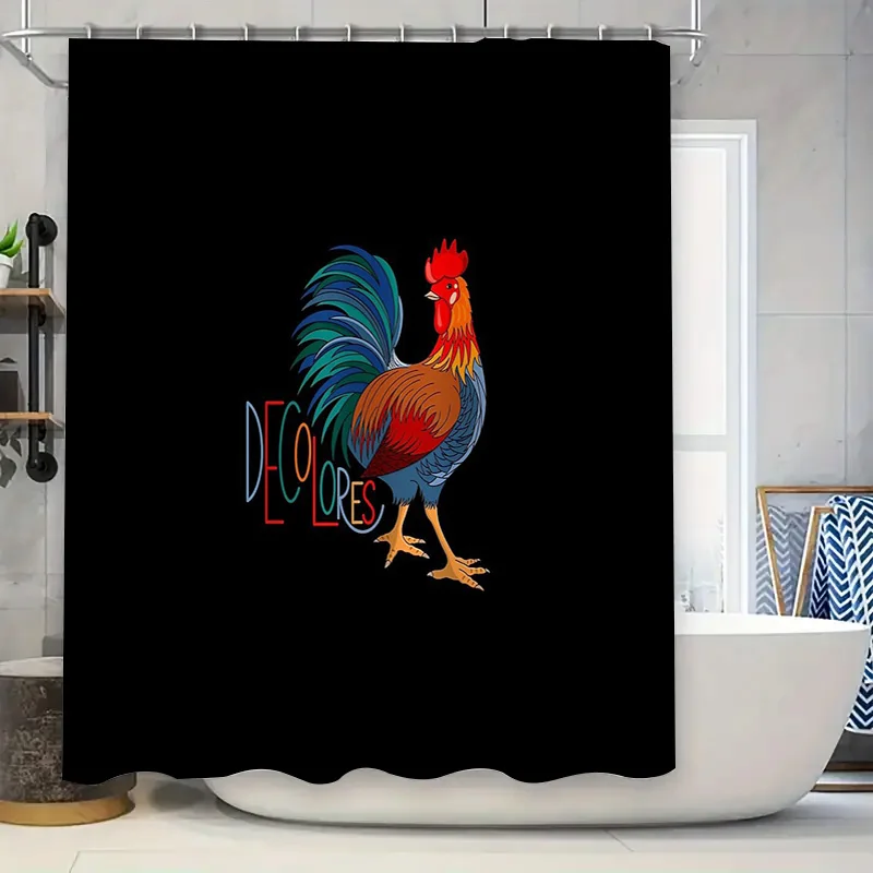 

Farmhouse Rooster Shower Curtain Vintage Chicken Pattern Bathroom Decor Farm Animal Print Waterproof Fabric Home Decor