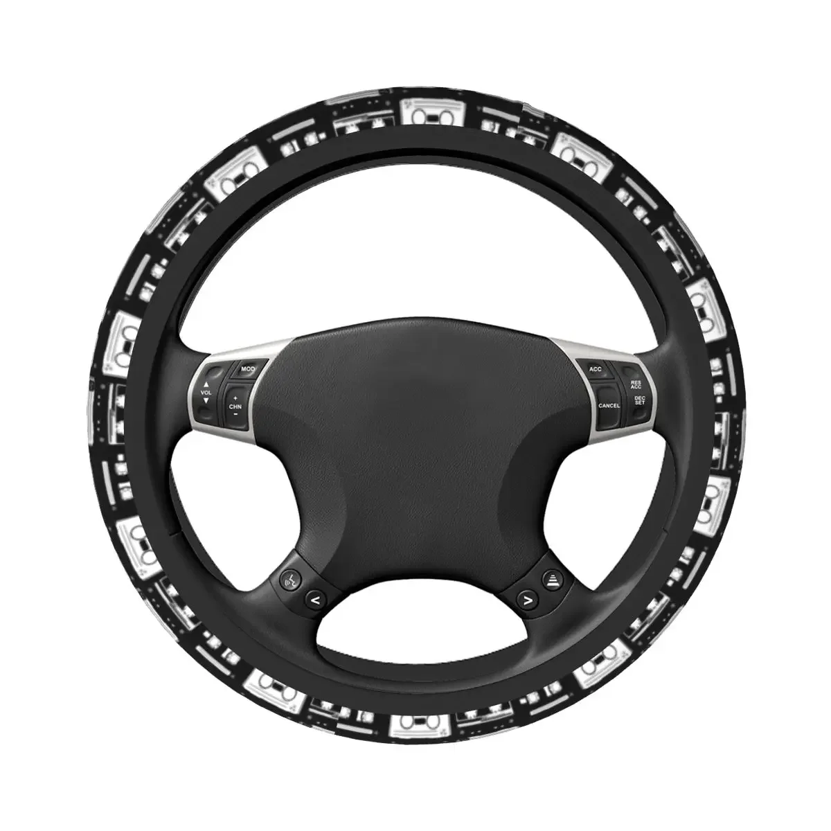 Cassette Tape Music Car Steering Wheel Cover 38cm Anti-slip Old Retro Audio Tapes Auto Steering Wheel Protector Car Accessories