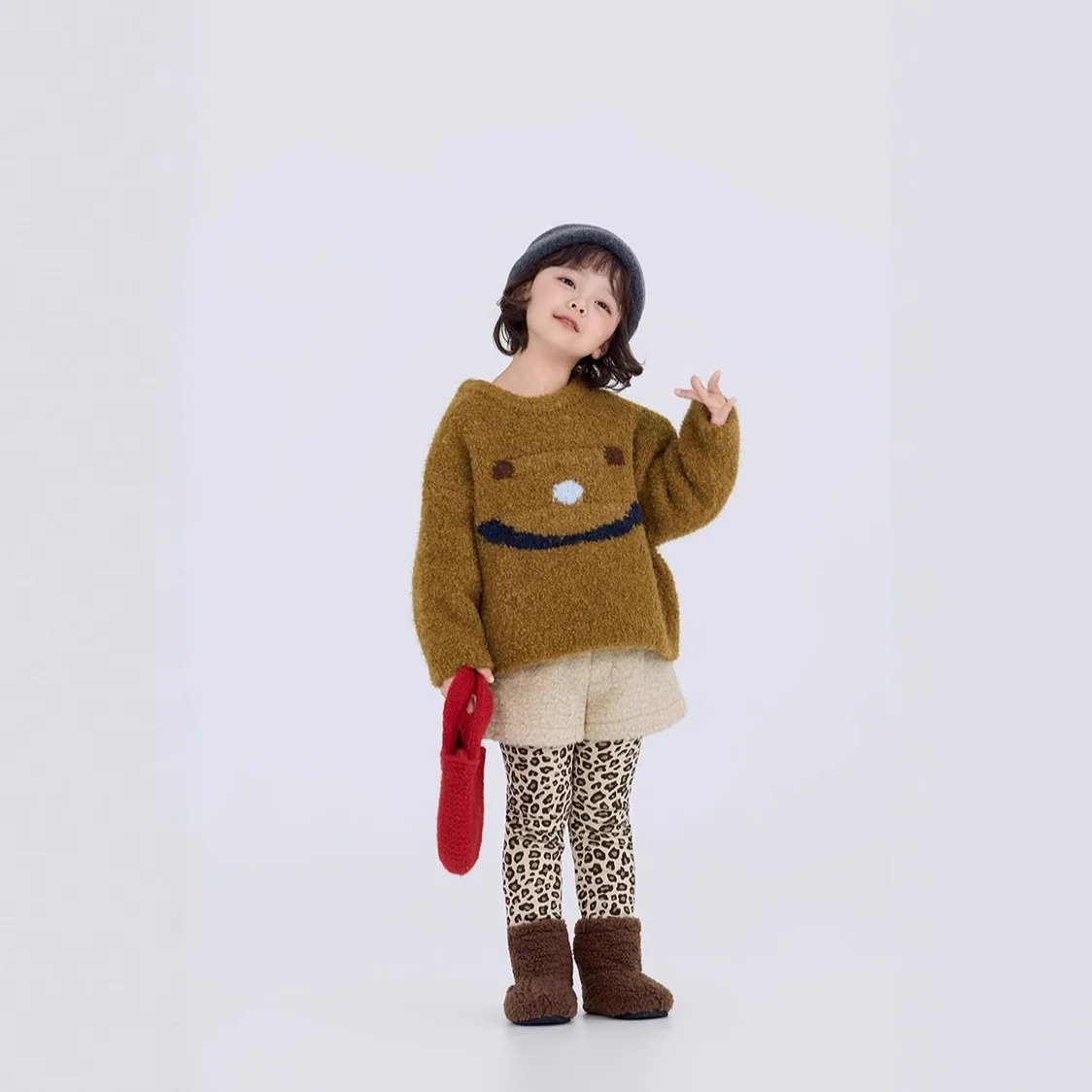 Children's Leopard Print Leggings Composite Integrated Velvet 2025 Winter New Korean Version of Girls' Leggings Elastic
