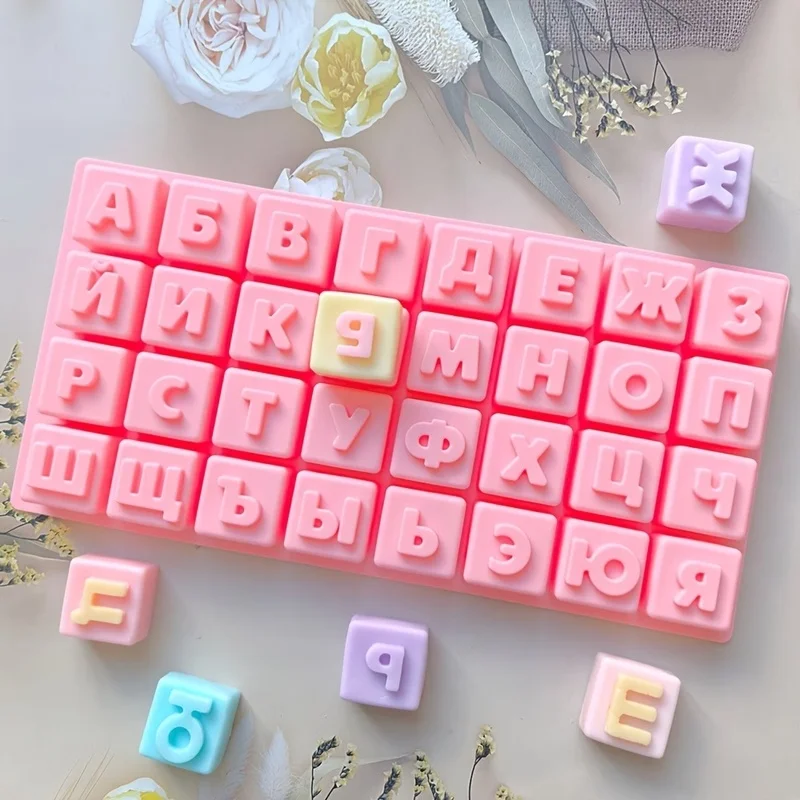 New Large Russian Alphabet Chocolate Candy Mold Non-stick Happy Birthday Cake Decoration Party Baking Mold