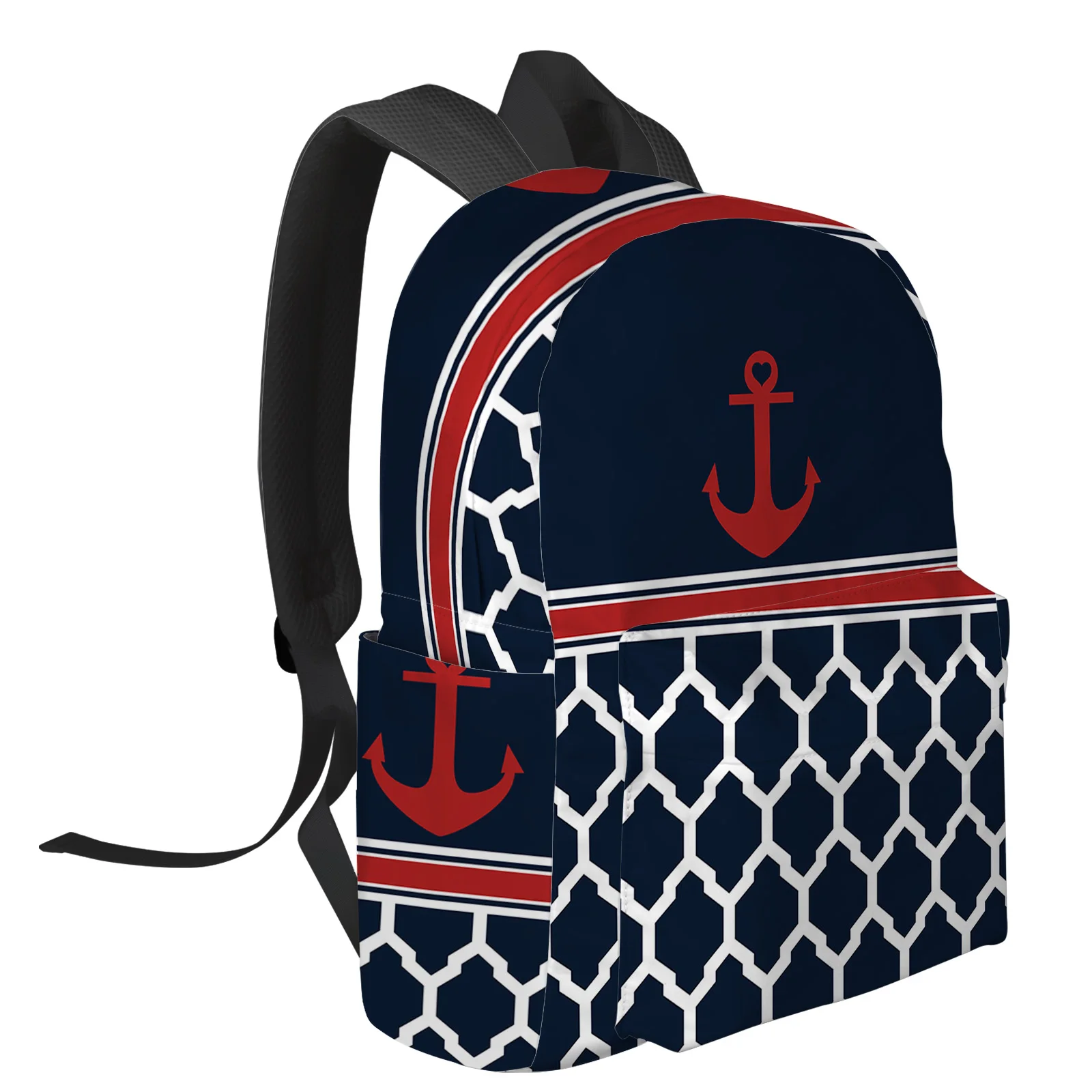 Navy Striped Anchor Feminina Backpacks Teenagers Student School Bags Laptop Custom Backpack For Men Women Female Travel Mochila