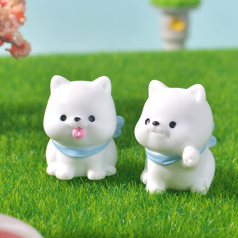 Conjunto de 4 Peças de Figuras de Cachorro em Estilo Anime, Mini Decoração de 2,6 e 2,8cm, Modelo Kawaii em Resina, Acessórios DIY, Brinquedos, Presen