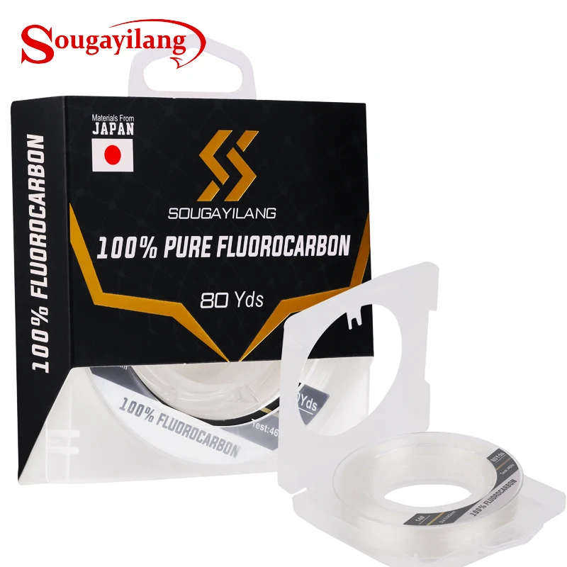 Sougayilang New Leader-Line 100% Pure Fluorocarbon Sink Fishing Lines 80M Fishing Line 3-68LBS Test Fishing Tackle Pesca Fishing