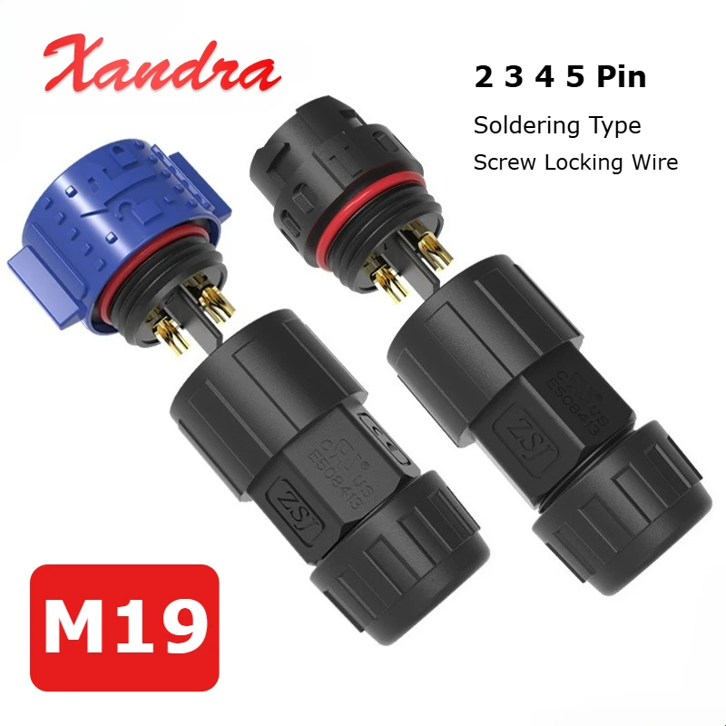 M19 Waterproof Cable Connector Outdoor IP68 20A Male Female Docking Self-locking 2 3 4 5 7 8 Pin Aviation Plug Power Connectors