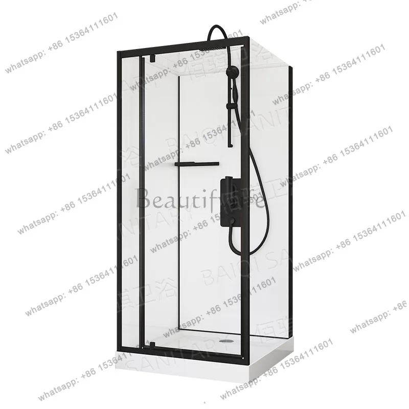 Black frame square full set shower room dry and wet separation glass partition bathroom