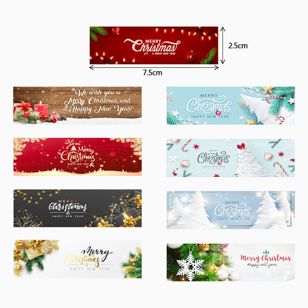 120pcs/roll Merry Christmas Stickers Cute Santa Claus Xmas Tree Thank You Labels For Gift Box Present Sealing Package Decoration