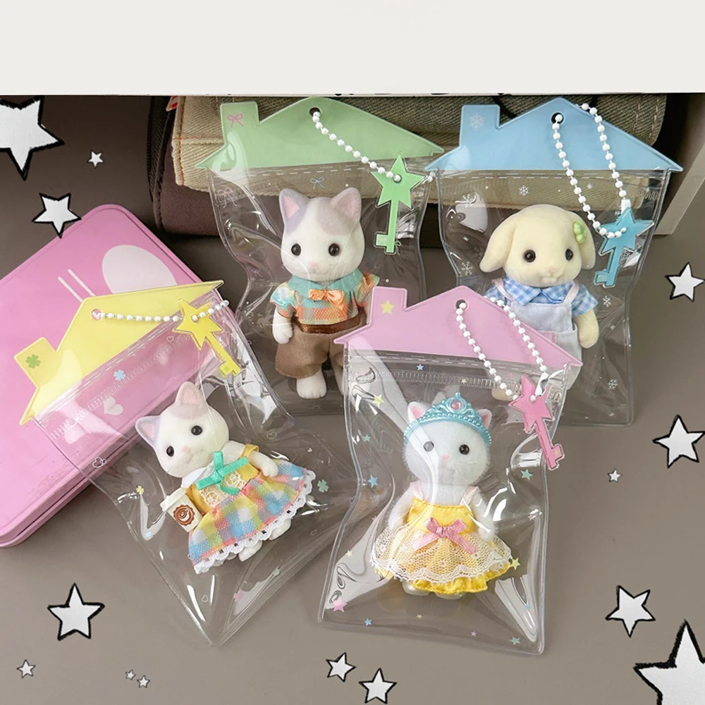 Multifunctional Doll Display Bag PVC Transparent Mini Doll Blind Box Travel Portable House Shape Storage Card Protective Cover