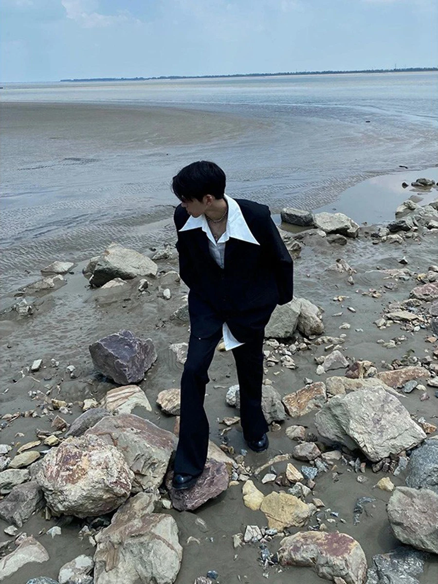 

Pure Bla Briti Sle Men's Faion Vibe Flared Casual Pants Drapey High Street Cool Brand Men's Premium Feeling