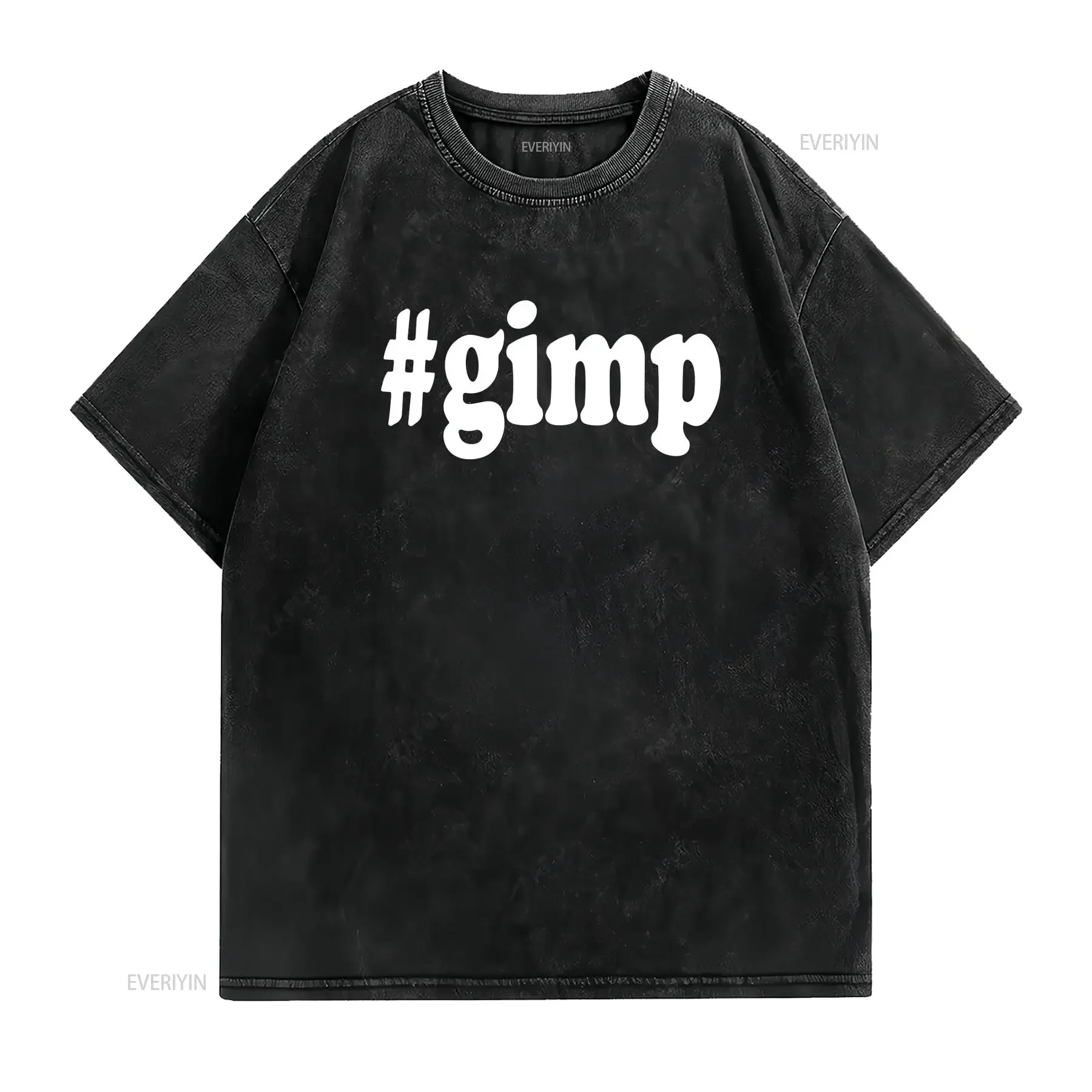 gimp T shirt Hashtag Funny Black White Cotton vintage Washed fashion streetwear Unisex homme Casual Slightly Breathable graphic