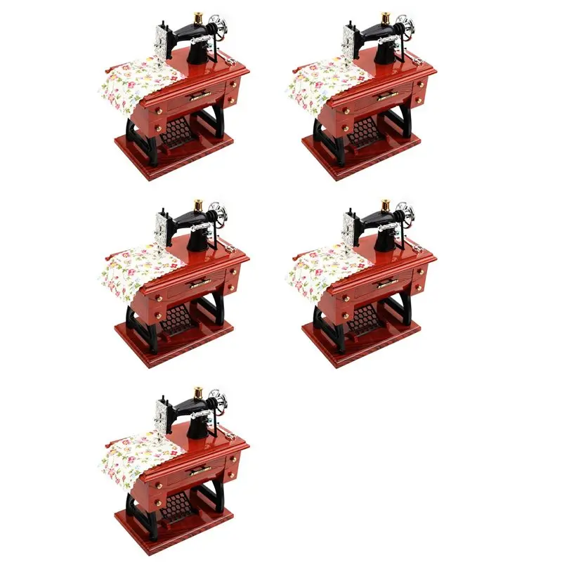 

RMWIN-5X Plastic Mini Sewing Machine Style Music Box Hand Crank Vintage Music Boxes Festival Gift New Year Gift Birthday Gifts