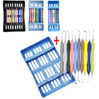 Kit de espátula de llenado de resina compuesta Dental, juego de reparación estética, mango antideslizante de silicona con caja de esterilización
