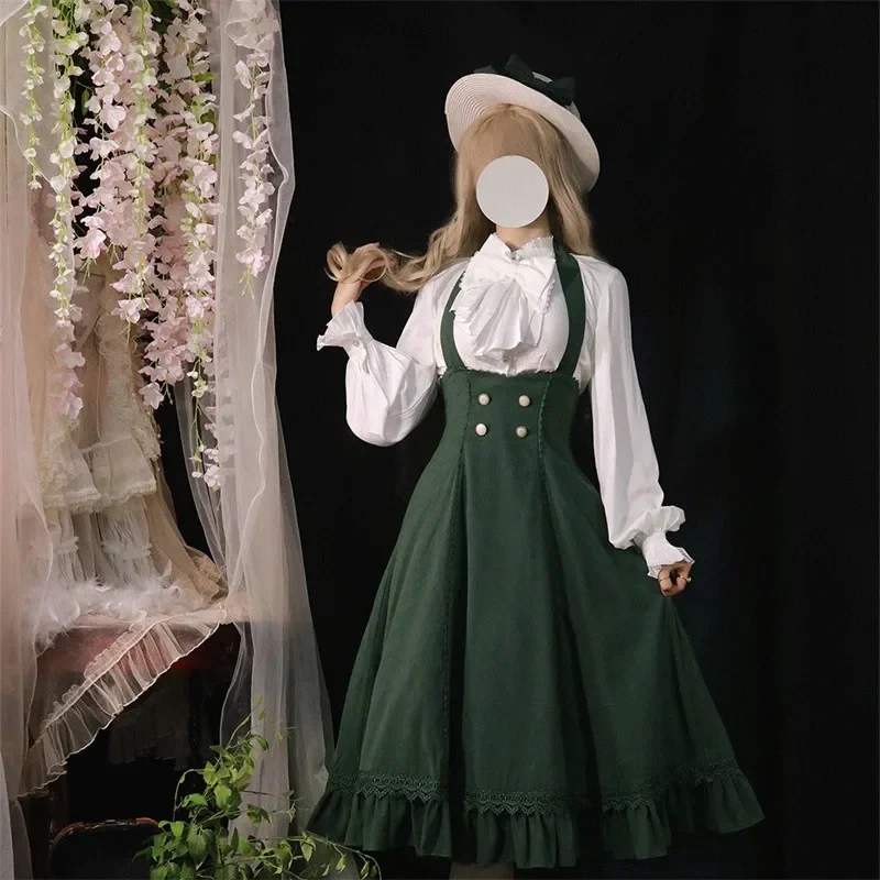 فستان كلاسيكي معقد على الطراز الفرنسي فستان بحمالات كلاسيكية 2025 جديد لربيع وخريف عتيق Jsk فستان هالتر لوليتا