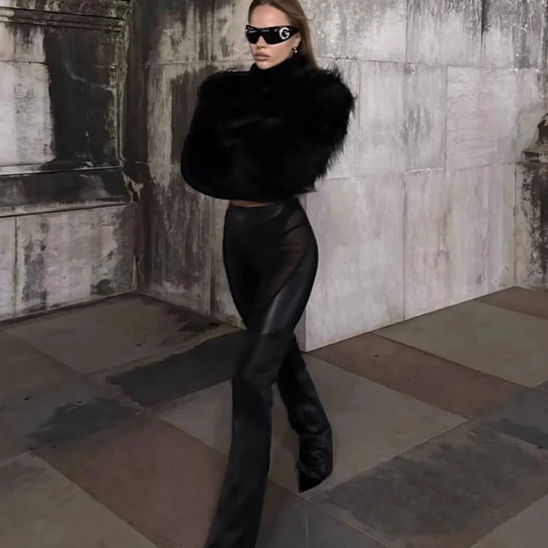 European American Sexy Hot Girl Furry Long Plush Stand Collar Women's Short Coat Autumn Winter New Versatile Cardigan Coat Girl #5