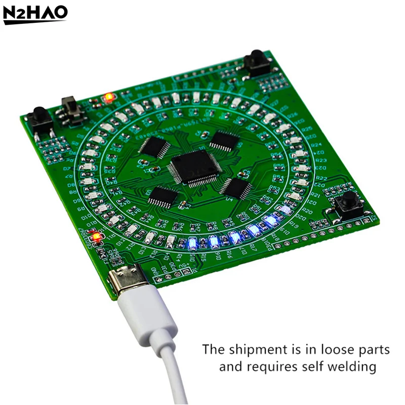 LQFP64 Soldering DIY Kit Components 5V Running Light SMD Soldering Practice Board Kit Type-C Interface For Soldering Instruction