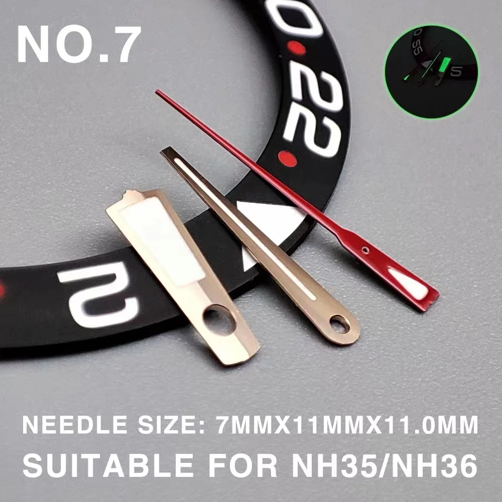 시계 핸드 포인터 바늘 키트, 일본 NH35, NH36, 4R36, 7S 무브먼트, 녹색 발광 시계 핸드 DIY 수리 부품