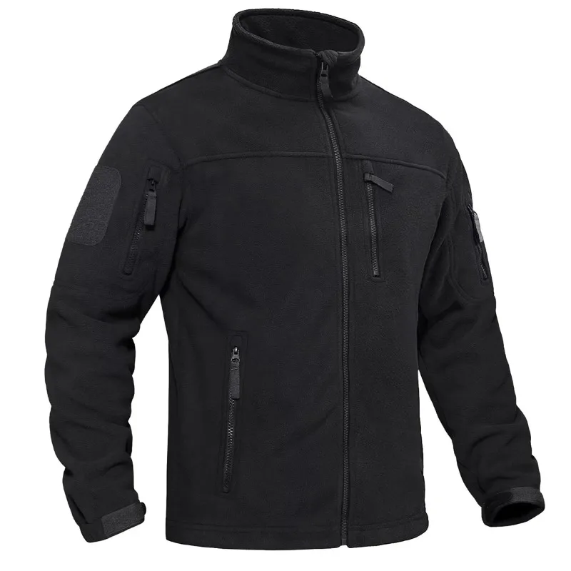 

Men's Fleece Jacket Soft Warmth Windproof Full Zip Up Coat Multiple Zipper Pockets Hiking Working Outdoors Windbreaker