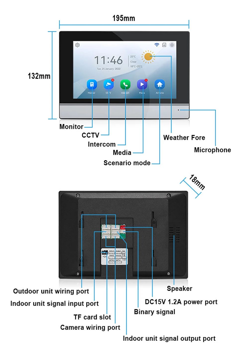 TUYA 1080P 7 Inch Touch Screen WiFi Video Intercom Systerm Family HD Video DoorPhone APP Inductive Card Unlock Doorbell Camera